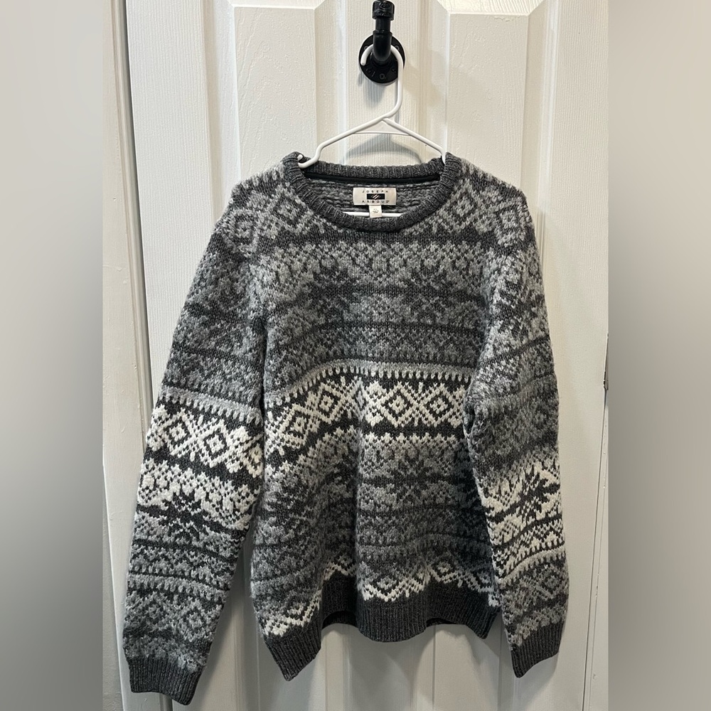 Joseph Abboud Grey Fair Isle Men’s Crewneck Sweater XL NWOT